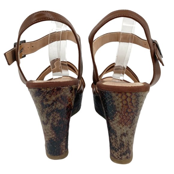 Mootsies Tootsies Molalitak Brown Snake Skin Wedge Sandals - Picture 4 of 10